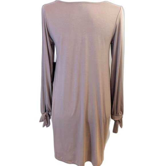 NWT Lulus | Deep V Shift Dress Glory Of Love in Mocha Mousse Taupe | Size Small - Picture 7 of 13